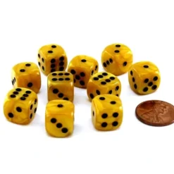 Dice>Pack of 10 Deluxe Round Edge Small 12mm Marble D6 Dice - Gold - Your Source for Gaming Essentials
