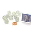 Dice>Pack of 10 D10 Glitter Dice in Display Case- Clear with White Numbers - Your Source for Gaming Essentials