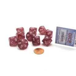 Dice>Pack of 10 D10 Glitter Dice in Display Case- Purple with White Numbers - Your Source for Gaming Essentials