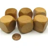 Dice>Pack of 6 D6 Large Jumbo 30mm Rounded Blank Wooden Dice - 'Dark' Wood - Your Source for Gaming Essentials