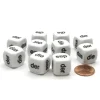 Dice>Pack of 10 D6 16mm German Article Dice - White with Black Words - Your Source for Gaming Essentials