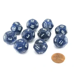 Dice>Pack of 10 D12 20mm Koplow Games Glitter Dice - Blue - Your Source for Gaming Essentials