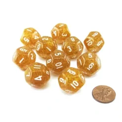Dice>Pack of 10 D12 20mm Koplow Games Glitter Dice - Yellow - Your Source for Gaming Essentials