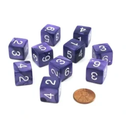 Dice>Pack of 10 D6 16mm Koplow Games Pearl Numbered Dice - Purple - Your Source for Gaming Essentials