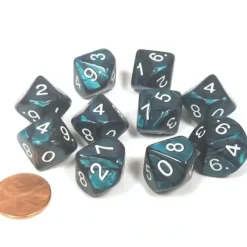 Dice>Pack of 10 D10 16mm Koplow Games Pearl Dice - Emerald - Your Source for Gaming Essentials