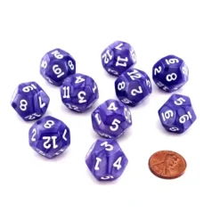 Dice>Pack of 10 D12 18mm Koplow Games Pearl Dice - Purple - Your Source for Gaming Essentials