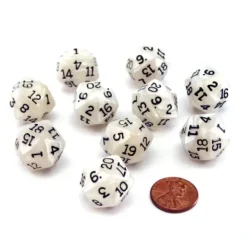 Dice>Pack of 10 D20 20mm Koplow Games Pearl Dice - Gray - Your Source for Gaming Essentials