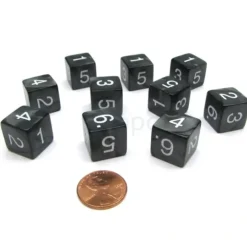 Dice>Pack of 10 D6 16mm Koplow Games Pearl Numbered Dice - Charcoal - Your Source for Gaming Essentials