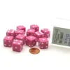 Dice>Pack of 12 D6 16mm Pastel Dice in Display Storage Case - Pink with White - Your Source for Gaming Essentials