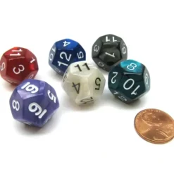 Dice>Pack of 6 D12 Pearl Dice - Charcoal, Emerald, Gray, Navy, Purple, Red - Your Source for Gaming Essentials