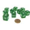 Dice>Pack of 10 D6 6 Sided 16mm Koplow Games Number Glitter Dice - Green - Your Source for Gaming Essentials
