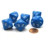 Dice>Pack of 6 D7 14-Sided 20mm Numbered 1 to 7 Twice Dice - Blue with White Numbers - Your Source for Gaming Essentials