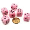 Dice>Pack of 6 Heart Cirrus 16mm D6 Chessex Dice - Pink with Black Pips - Your Source for Gaming Essentials
