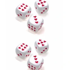 Dice>Pack of 6 Heart Dice, Opaque 16mm D6 Chessex Dice - White with Red Hearts - Your Source for Gaming Essentials