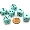 Dice>Pack of 6 Heart 'Ice Cream' 16mm D6 Chessex Dice - Green with Black Hearts - Your Source for Gaming Essentials