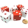 Dice>Pack of 6 Heart Pip D6 25mm Large Jumbo Love Dice - 3 Red and 3 White - Your Source for Gaming Essentials