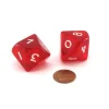 Dice>Pack of 2 Jumbo 25mm D10 (0-9) Transparent Dice - Red with White Numbers - Your Source for Gaming Essentials