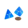 Dice>Pack of 2 Jumbo 26mm D4 Transparent Dice - Blue with White Numbers - Your Source for Gaming Essentials