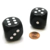 Dice>Pack of 2 Large 32mm Round Corner Opaque Dice - Black with White - Your Source for Gaming Essentials
