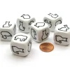 Dice>Pack of 6 22mm Animal Attribute Dice - Duck, Fish, Elephant, Rabbit, Horse, Cat - Your Source for Gaming Essentials