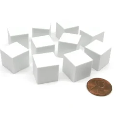 Dice>Pack of 10 16mm Blank Foam Dice Cubes with Square Corners - White - Your Source for Gaming Essentials