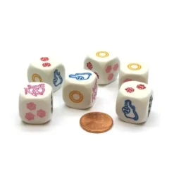 Dice>Pack of 6 18mm Carousel Themed Dice - White with Multicolored Etches - Your Source for Gaming Essentials