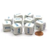 Dice>Pack of 10 20mm D6 Hebrew Word Numbers 1 to 6 - White with Blue Etches - Your Source for Gaming Essentials