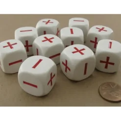 Dice>Pack of 10 20mm D6 Math Operation Additon Subtraction Dice - White with Red - Your Source for Gaming Essentials