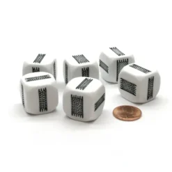 Dice>Pack of 6 22mm D6 Thick and Thin Dice - White with Black Etches - Your Source for Gaming Essentials