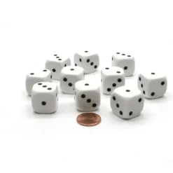 Dice>Pack of 10 20mm 6-Sided D3 Spot Dice Numbered 1-3 Twice - White with Black Pips - Your Source for Gaming Essentials