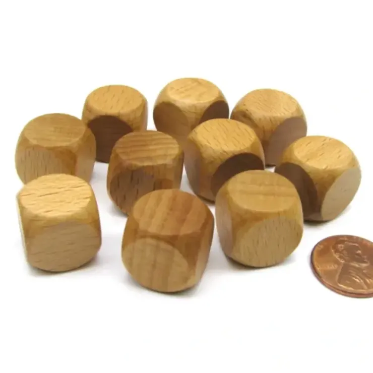 Dice>Pack of 10 16mm Wooden Blank Dice - 'Dark' Wood - Your Source for Gaming Essentials