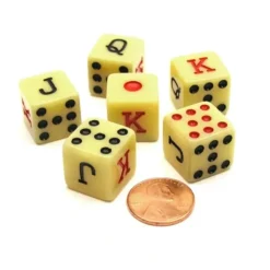 Dice>Pack of 6 Opaque 16mm D6 Spanish Poker - Ivory - Your Source for Gaming Essentials