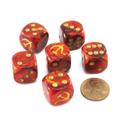 Dice>Pack of 6 Scarab Axis and Allies 16mm D6 Russian Dice - Red with Gold Pips - Your Source for Gaming Essentials