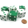 Dice>Pack of 6 Shamrock D6 25mm Large Jumbo Dice - 3 White and 3 Green - Your Source for Gaming Essentials