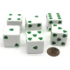 Dice>Pack of 6 Shamrock D6 25mm Large Jumbo Dice - White with Green Pips - Your Source for Gaming Essentials