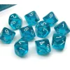 Dice>Pack of 10 Translucent Chessex 10-Sided D10 Dice - Teal with White Numbers - Your Source for Gaming Essentials