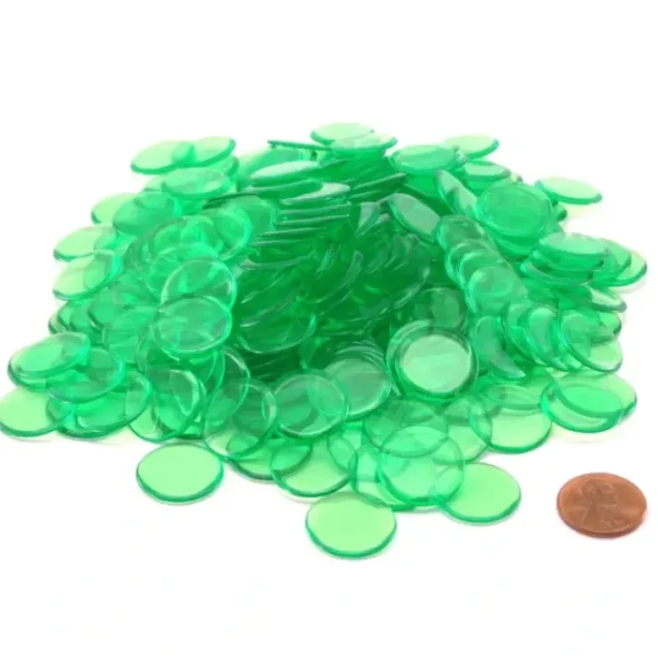 Board Games>Pack of 250 Transparent Green Extra Thick 3/4" 19mm Sorting Chips - Your Source for Gaming Essentials