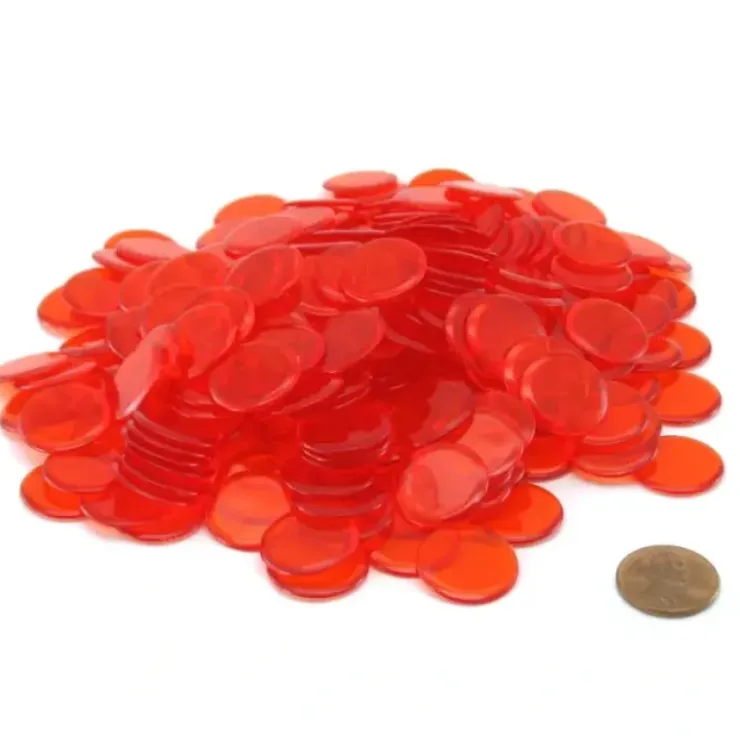 Board Games>Pack of 250 Transparent Orange Extra Thick 3/4" 19mm Sorting Chips - Your Source for Gaming Essentials