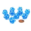 Dice>Pack of 10 Transparent 20 Sided D20 20mm Dice - Blue - Your Source for Gaming Essentials
