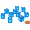 Dice>Pack of 10 Transparent 6-Sided D6 16mm Numbered Dice - Blue - Your Source for Gaming Essentials