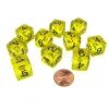 Dice>Pack of 10 Transparent 6-Sided D6 16mm Numbered Dice - Yellow - Your Source for Gaming Essentials