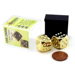 Dice>Pair of Gold Colored Metallic-Looking Chessex Dice - Your Source for Gaming Essentials