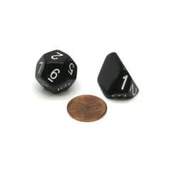 Dice>Pair of Recast 2d6 The Dice Lab Dice (1 D3 & 1 D12) - Black with White Numbers - Your Source for Gaming Essentials