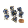Dice>Pearl Resin 16mm 7-Die Polyhedral Dice Set - Royal Blue with Gold Numbers - Your Source for Gaming Essentials