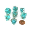Dice>Pearl Resin 16mm 7-Die Polyhedral Dice Set - Teal with Copper Numbers - Your Source for Gaming Essentials