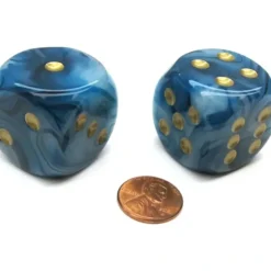 Dice>Phantom 30mm Large D6 Chessex Dice, 2 Pieces - Teal with Gold Pips - Your Source for Gaming Essentials
