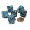 Dice>Phantom 16mm Tens D10 (00-90) Chessex Dice, 6 Pieces - Teal with Gold Numbers - Your Source for Gaming Essentials