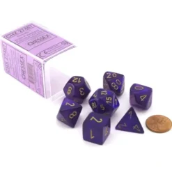 Dice>Polyhedral 7-Die Borealis Chessex Dice Set - Royal Purple with Gold Numbers - Your Source for Gaming Essentials