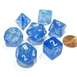 Dice>Polyhedral 7-Die Borealis Chessex Dice Set - Sky Blue with White Numbers - Your Source for Gaming Essentials