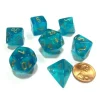 Dice>Polyhedral 7-Die Borealis Chessex Dice Set - Teal with Gold Numbers - Your Source for Gaming Essentials